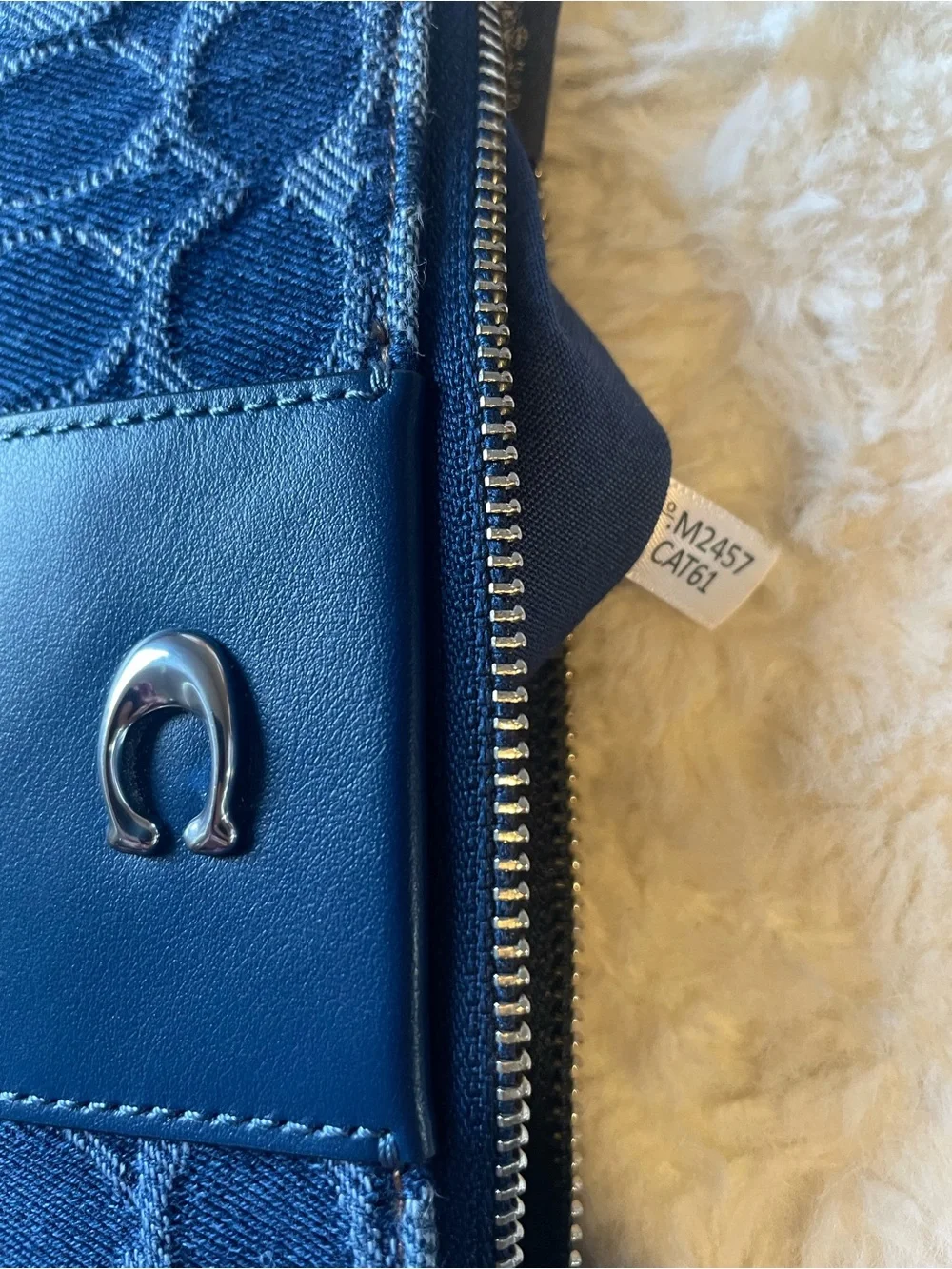 Coach Blue Denim Signature Jacquard Wristlet